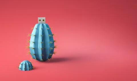 Flash drive usb pen safe data design on red background Stock Photos