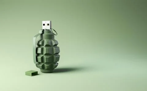 Flash drive usb pen safe data design on green background Stock Photos