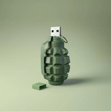Flash drive usb pen safe data design on green square background Foto stock