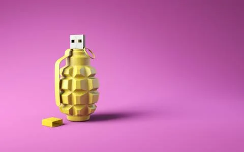 Flash drive usb pen safe data design on gray pink background Stock Photos