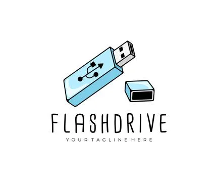 Flash drive, usb pendrive, usb thumb drive and usb stick, logo design Illustrazione stock