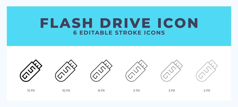 Flash drive vector icon for web and app. Editable stroke vector illustration Stock Illustration