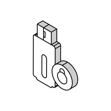 Flash drive with virus isometric icon vector illustration Stock Illustration