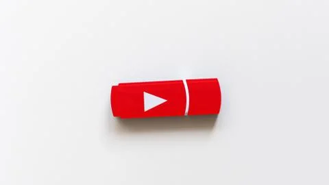 Flash drive on a white background, in the form of a YouTube button Stock Photos
