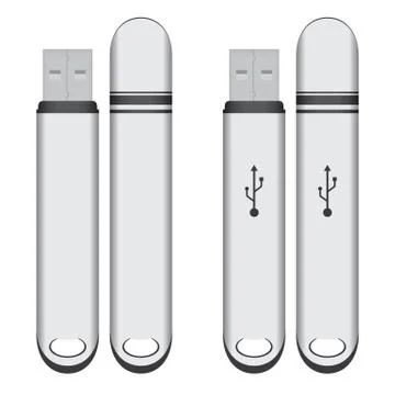 Flash Drive White template Memory on white background. Stock Illustration