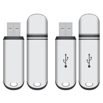 Flash Drive White template Memory isolated on white background. Stock Illustration