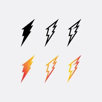 Flash electric Vector lightning icon logo and symbols Stock Illustration