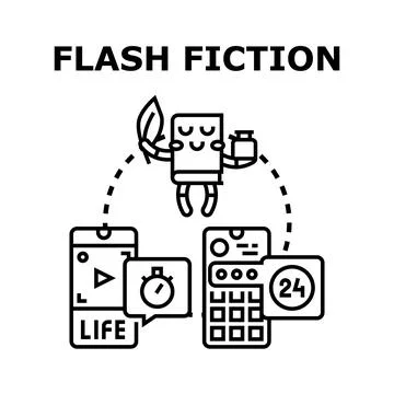 Flash fiction writer creating short digital stories Stock-Illustration