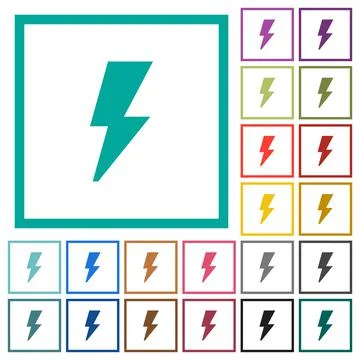 Flash flat color icons with quadrant frames Illustrazione stock