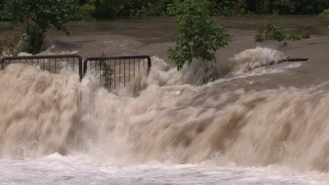 Flash flood after severe thunderstorms and heavy rain in Cambridge Canada Stock Footage