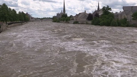 Flash flood after severe thunderstorms and heavy rain in Cambridge Canada Stock Footage 76995907