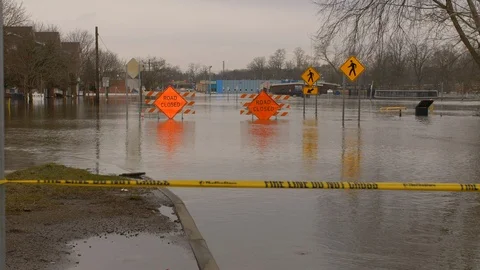 Flash flood causes town to flood Video stock 89539912
