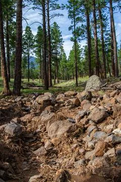 Flash flood damage in the mountains Stock Photos