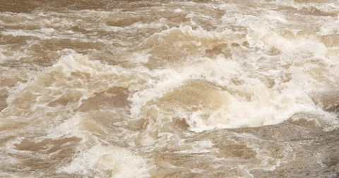 Flash flood flows after a heavy rainstorm. Power waterfall. Stock Footage 287452554