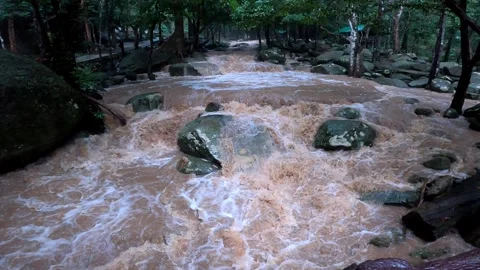 Flash flood flows turnovers Stock Footage 256772534
