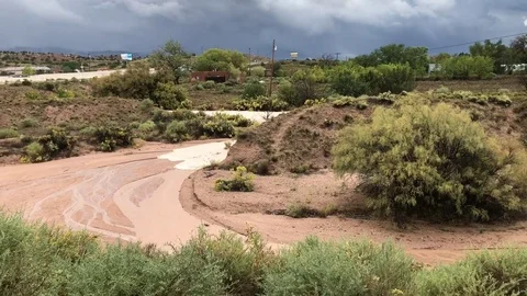 Flash Flood New Mexico Running Water Desert Arroyo 動画素材 85400327