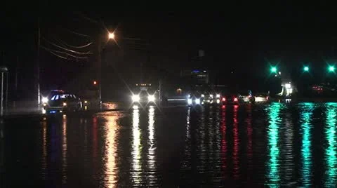 Flash Flood at Night Stock Footage 17021560