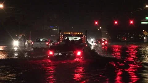Flash Flood At Night Stock Footage 17023163
