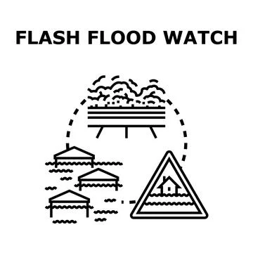 Flash flood warning and natural disaster concept Stock Illustration