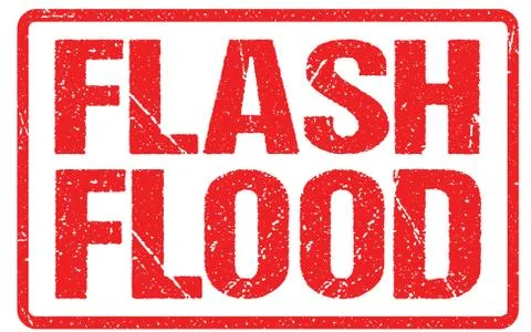 Flash Flood Warning Sign Red Banner, Flood Warning With Distressed Grunge Rub Stock Illustration