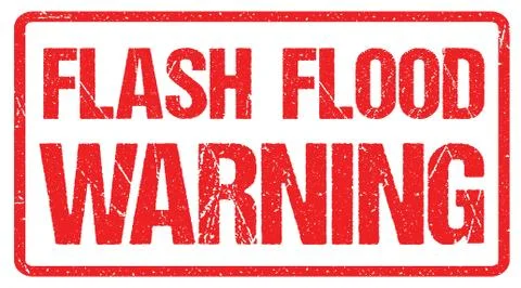 Flash Flood Warning, Warning Sign Red Banner, Flood Warning With Distressed G Stock Illustration