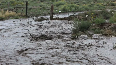 Flash flood water mud and Debris destruction HD 9715 Stock Footage 29658107
