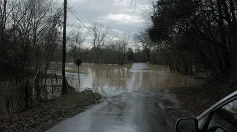 Flash Flooded Intersection Late in the Day Stock Footage 58612479