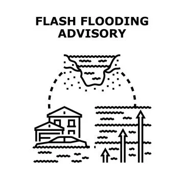 Flash flooding advisory warning for extreme weather risk Stock Illustration