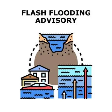 Flash flooding advisory warning for extreme weather risk Stock Illustration