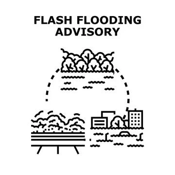 Flash flooding advisory warning for natural disaster Stock Illustration