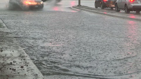 Flash flooding in Markham Ontario during severe thunderstorm and heavy rain Stock Footage 40698333