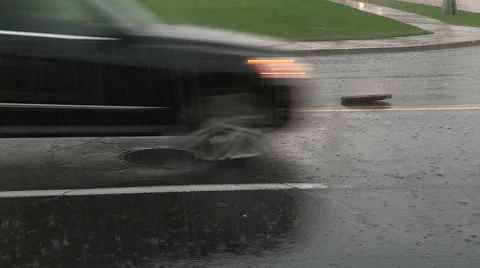 Flash flooding in Markham Ontario during severe thunderstorm and heavy rain Stock Footage 40698403