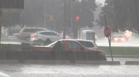 Flash flooding in Markham Ontario during severe thunderstorm and heavy rain Stock Footage 40699025