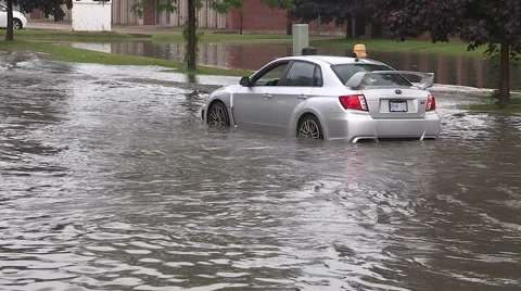 Flash flooding in Markham Ontario during severe thunderstorm and heavy rain Stock Footage 40700858