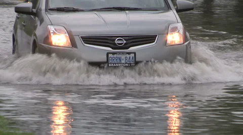Flash flooding in Markham Ontario during severe thunderstorm and heavy rain Stock Footage 40700928