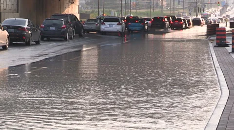 Flash flooding in Markham Ontario during severe thunderstorm and heavy rain Stock Footage 40702009