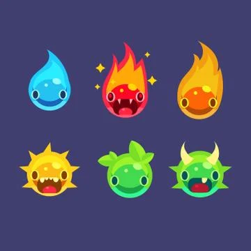 Flash Game Power Elements Set 스톡 일러스트