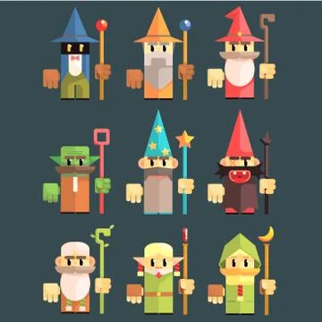 Flash Game Wizard Set Stock Illustration