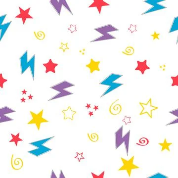 Flash graphic element seamless background, thunder modern cover pattern vecto Stock Illustration