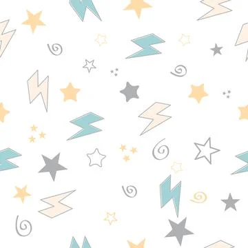 Flash graphic element seamless background, thunder modern cover pattern vecto Stock Illustration