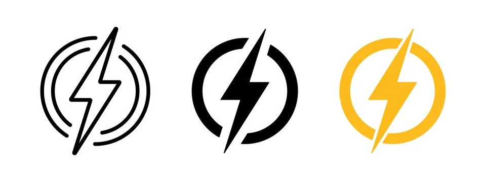 Flash icon. Lightning bolt logo. Shock symbol. Fast speed sign. Electric ch.. Stock Illustration