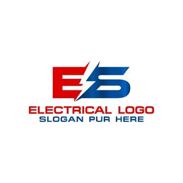 Flash Icon Thunder Bolt Letter ES Electricity Logo. Flat Vector Logo Design Stock Illustration