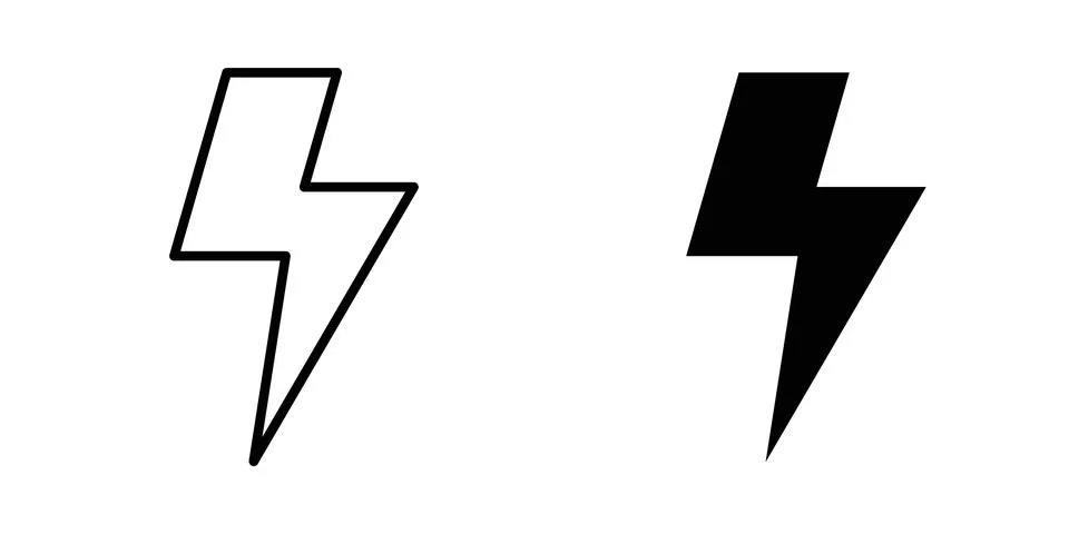 Flash icon vector concepts, line and silhouette style Stock Illustration