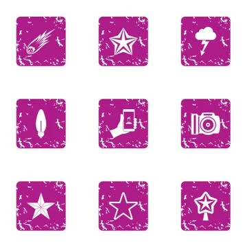 Flash icons set, grunge style Stock Illustration