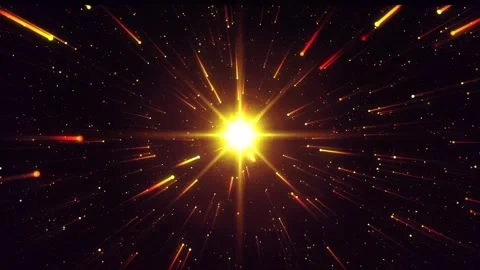 A flash of light and rays in outer space. In the center is an orange glow Vídeos de archivo 329223965