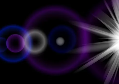 Flash of light on a black background, background with glare Stock Illustration