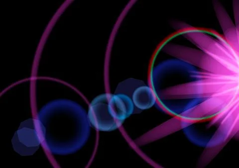 Flash of light on a black background, background with glare Illustrazione stock