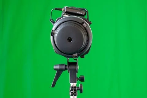 Flash light in front of a green screen Stock Photos