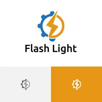 Flash Light Lamp Factory Thunder Gear Logo Stock Illustration