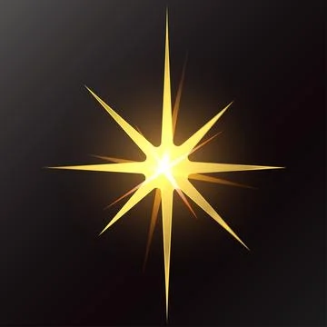 Flash of light star bright gold glare design Illustrazione stock